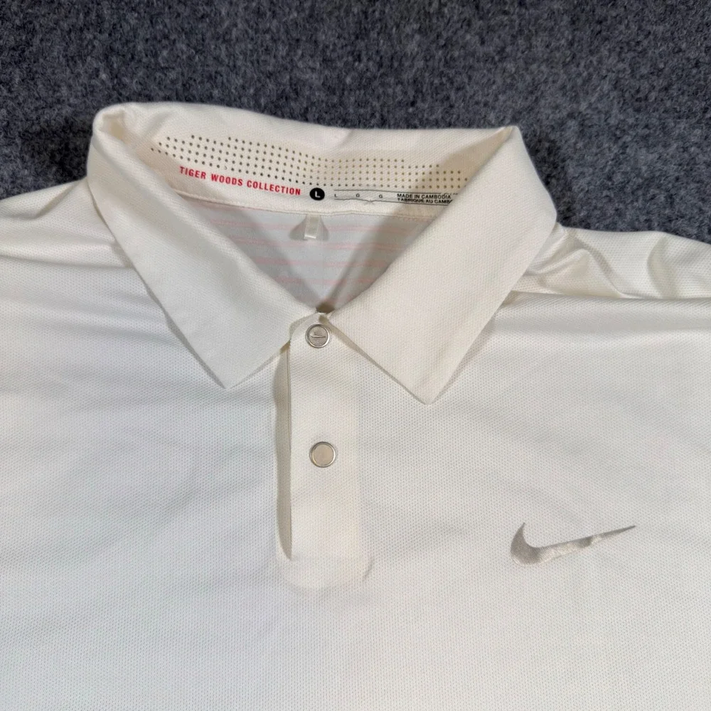 Nike Tiger Woods Collection Dri-Fit Golf Polo Shirt Mens Large White Red